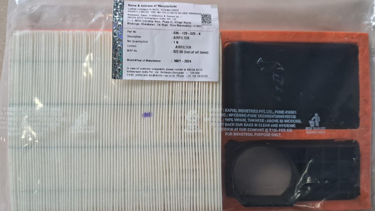 VW Vento, Skoda Rapid Petrol Air Filter - 036129620K VW