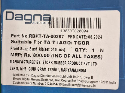 Tata Tiago - Front Bush Kit (with Jumping Rod Bush) - RBKT-TA-00397 - Dagna