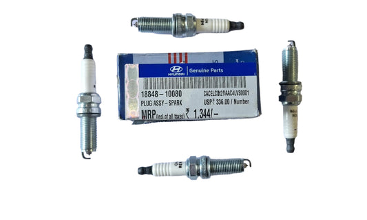 Hyundai I10 Kappa, I10 Grand, Xcent, Creta, I20 High Performance Spark Plug (Set of 4) - 18848-10080 - Hyundai Genuine