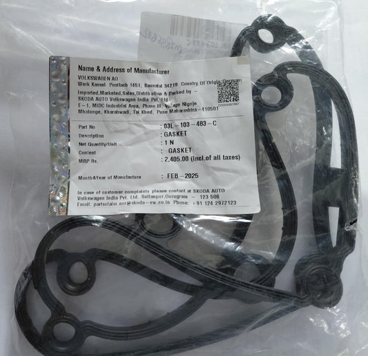VW Passat, Jetta, Polo, Tiguan, Audi A4 8K 2.0 TDI, Skoda Fabia, Octavia, Rapid, Superb, Yeti Diesel - Tappet Cover Packing (Gasket) 03L103483C - Volkswagen Genuine