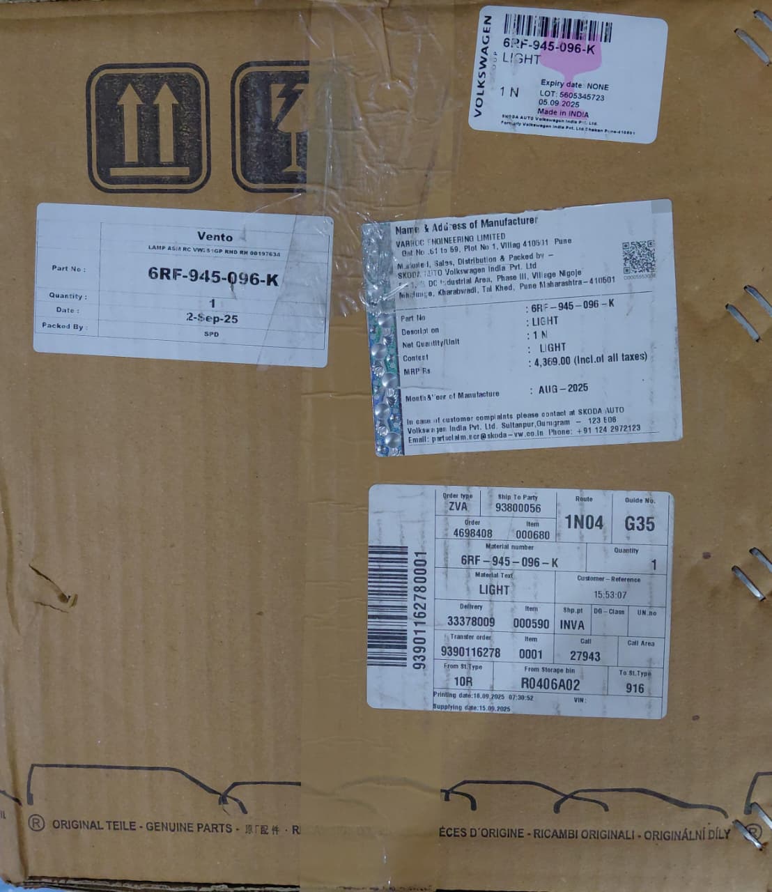 VW Vento T2 Rear Right Tail Light - 6RF945096K VW