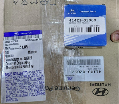 Hyundai Aura, I10 Grand, Xcent, I10 1.2 Petrol - Clutch Set with bearing & lock - 41100-02857, 41300-02857, 41421-02000 - Hyundai Genuine