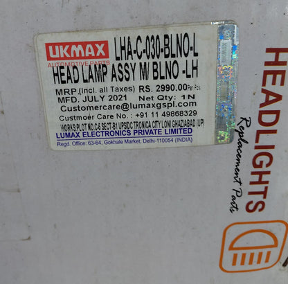 Maruti Suzuki Baleno old - Head Light Left Side LHA-C-030-BLNO-L - Lumax (UK Jain Group)