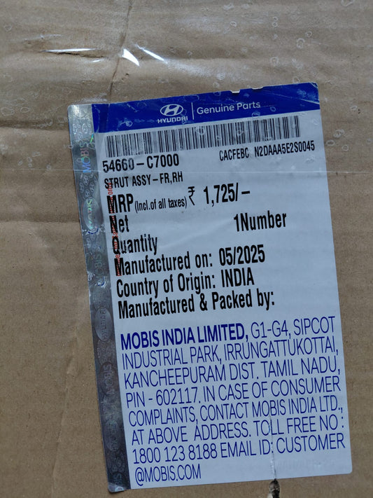 Hyundai I20 Elite - Front Shock Absorber (Shockers) RH & LH Side - 54650-C7000, 54660-C7000 - Hyundai