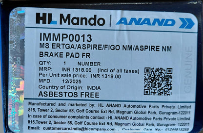 Maruti Suzuki Ertiga, Dzire New, Ford Figo Aspire Front Brake Pads - IMMP0013 Mando