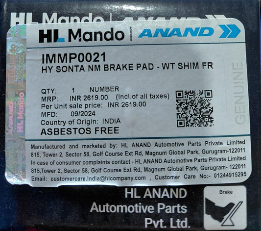 Hyundai Sonata New Front Brake Pads - IMMP0021 Mando