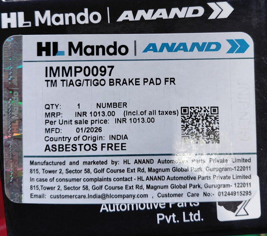Tata Tiago, Tigor Front Brake Pads - IMMP0097 Mando