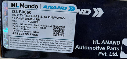 Honda T VI, VII, Jazz, WR-V Rear Brake Shoe - ISLS0050 Mando