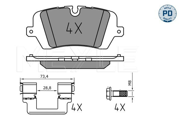 Land Rover Defender L663, Discovery V L462, Range Rover L405, Range Rover Sport II L494 Rear Brake Pad Set - 0252572016/PD Meyle Germany