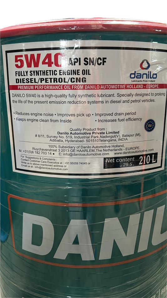 Danilo Holland 5W-40 A3/B4 API SN /CF Fully Synthetic Engine Oil 210 Litres Barrel