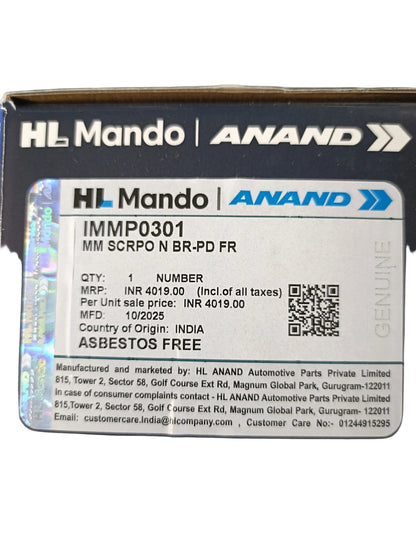 Mahindra Scorpio N Front Brake Pads - IMMP0301 Mando