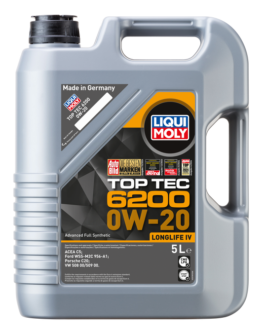 Liqui Moly Top Tec 6200 ACEA C5 0W-20 Longlife IV 5 Litres - 20789 Liqui Moly