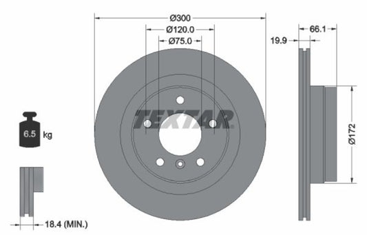 BMW 1 F20, E90, F30 Rear Disc Rotor Set, Dia 300 mm - 92133003 Textar