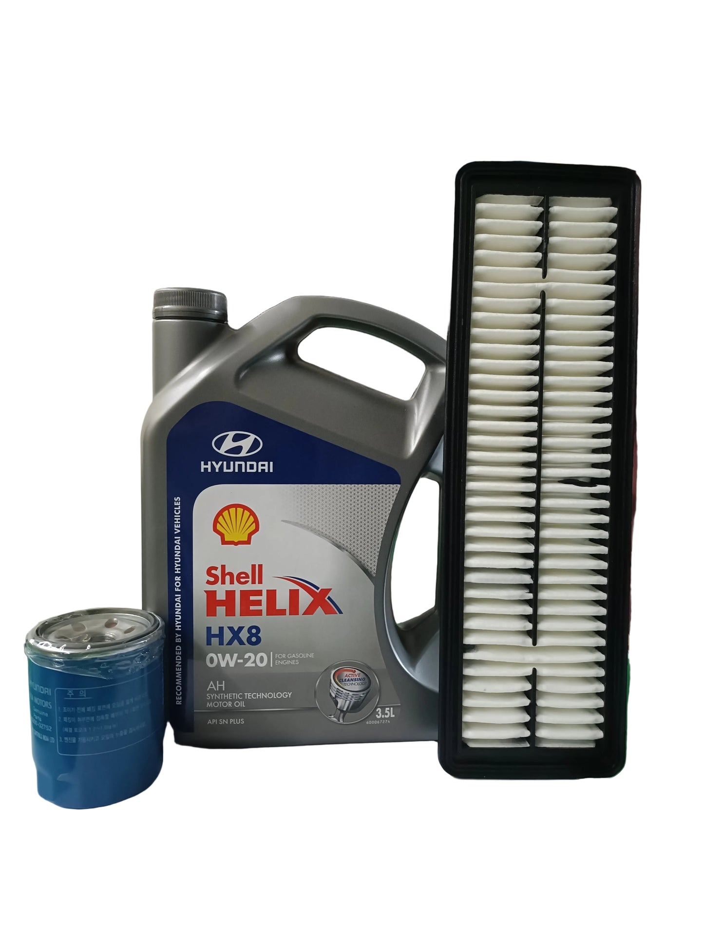 Hyundai i10 Grand, Xcent, Aura Petrol Service Combo - 3.5 Litres HX8 0W-20 API SN Plus + Oil Filter + Air Filter Hyundai