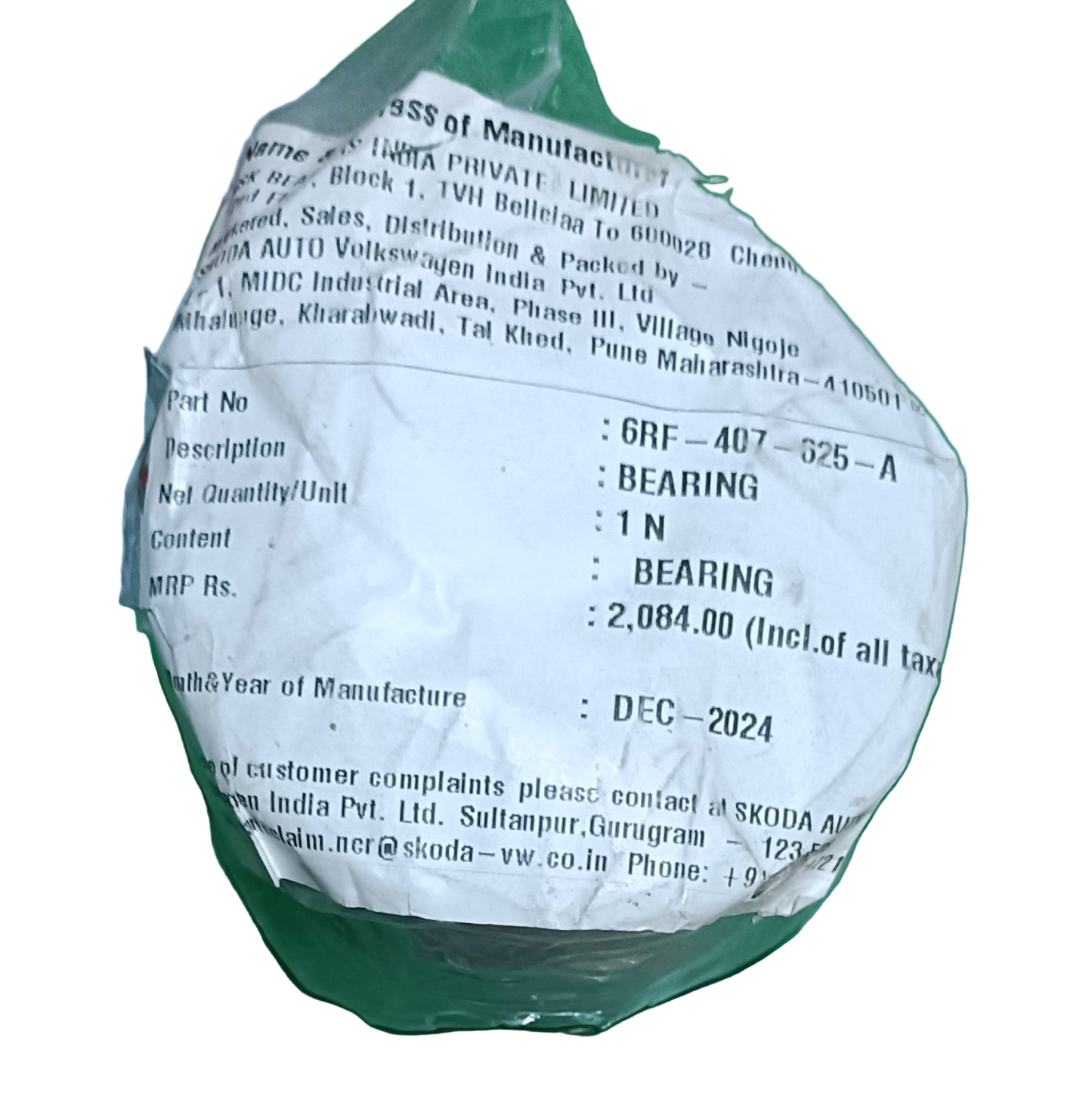 VW Vento, Polo, Skoda Rapid Front Wheel Bearing ABS - 6RF407625A VW