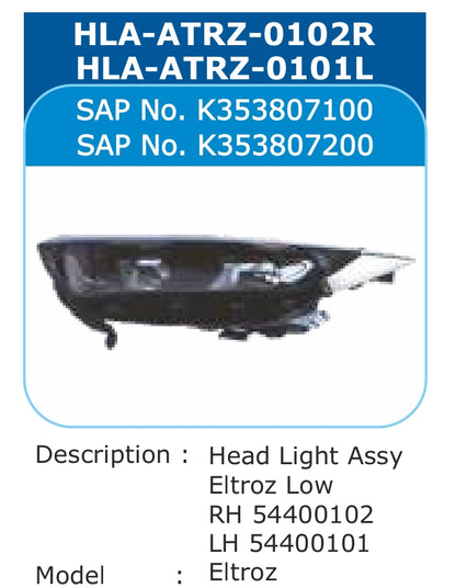 Tata Altroz Head Light Right - HLA-ATRZ-0102R Varroc