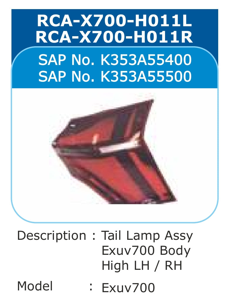 Mahindra XUV700 Tail Light Right - RCA-X700-H011L Varroc