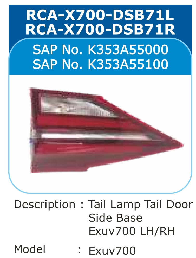 Mahindra XUV700 Tail Light Left - RCA-X700-DSB71L Varroc