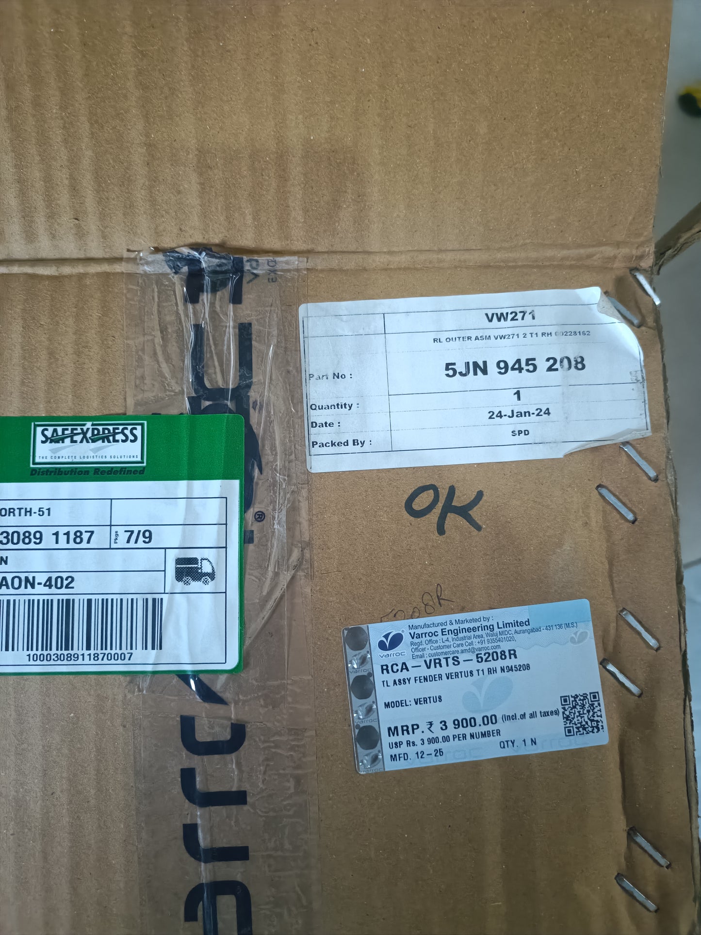 VW Virtus Right Tail Light - RCA-VRTS-5208R Varroc