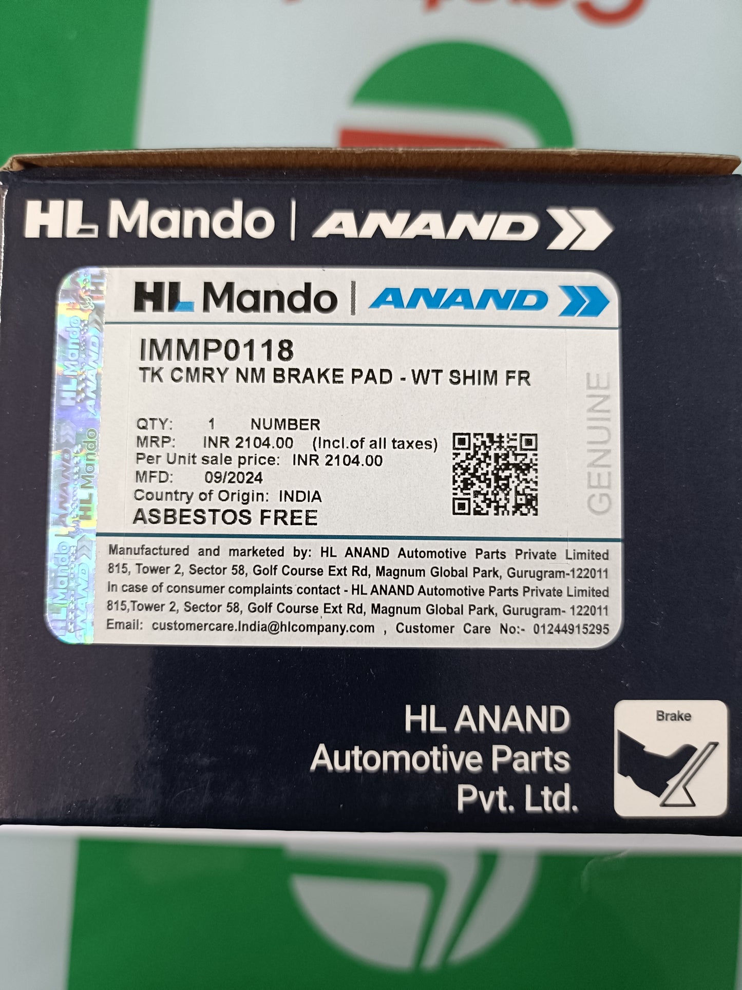 Toyota Camry New Front Brake Pads - IMMP0118 Mando
