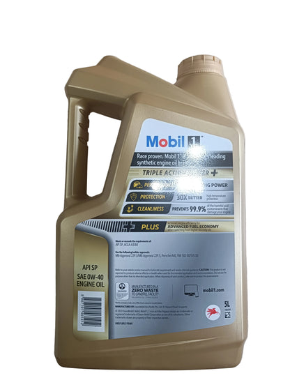 Mobil 1 Triple Action Power+ Full Synthetic 0W-40 5 Litres - Mobil