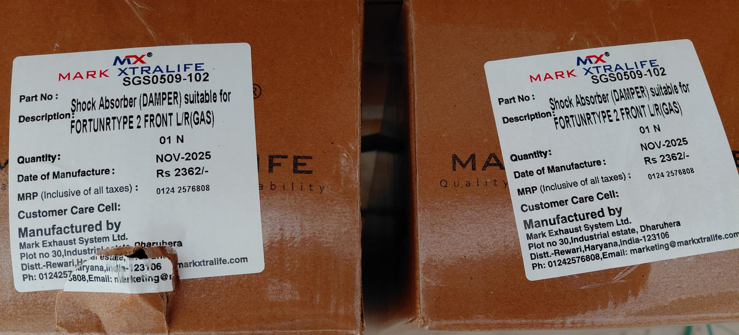 Toyota Fortuner Front Shock Absorber (Set of 2) 2016 Onwards - SGS0509-102 Mark Xtralife