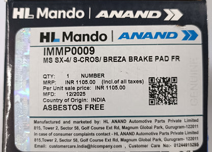 Maruti Suzuki SX4, S-Cross, Brezza Front Brake Pads - IMMP0009 Mando