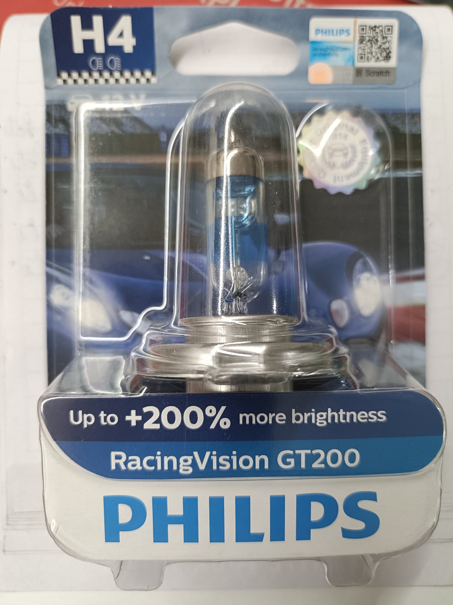 Philips H4 Automotive Light Bulb Racing Vision GT200 - Philips