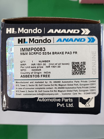 Mahindra Scorpio S2, S4 Front Brake Pads - IMMP0083 Mando