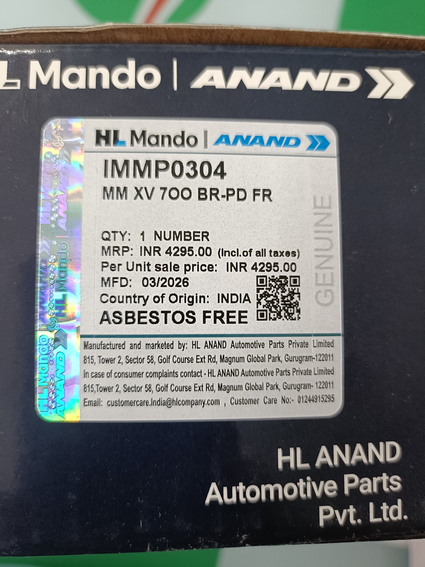 Mahindra XUV 700 Front Brake Pads - IMMP0304 Mando