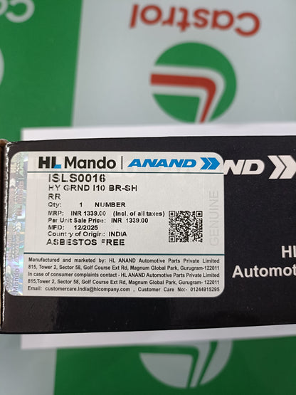 Hyundai i10 Grand, Xcent Rear Brake Shoe - ISLS0016 Mando
