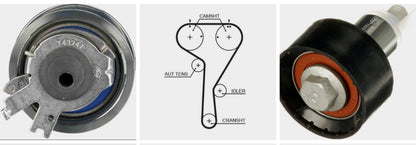 Audi, Skoda, VW 1.0L, 1.2L, 1.4L. 1.5L Petrol Timing Kit (Timing Adjuster + Timing Pulley + Timing Belt 163T) -  Gates