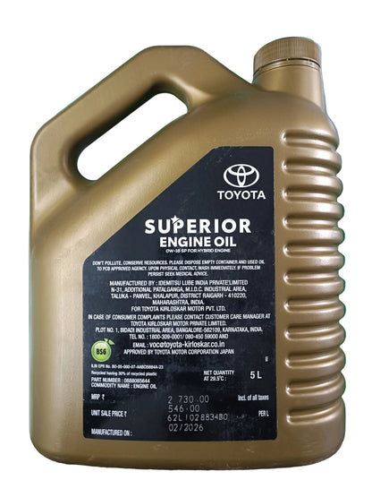 Toyota Superior 0W-16 SP Synthetic Engine Oil 5 Litres - Toyota