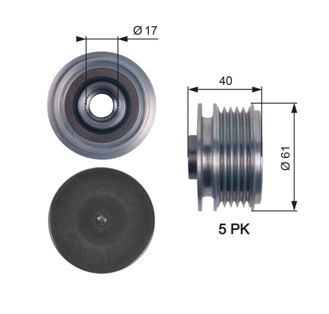 Hyundai Accent, Elantra, i20 Diesel Alternator Pulley - 7789-9607117A Gates