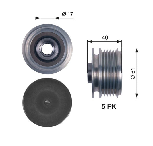Hyundai Accent, Elantra, i20 Diesel Alternator Pulley - 7789-9607117A Gates