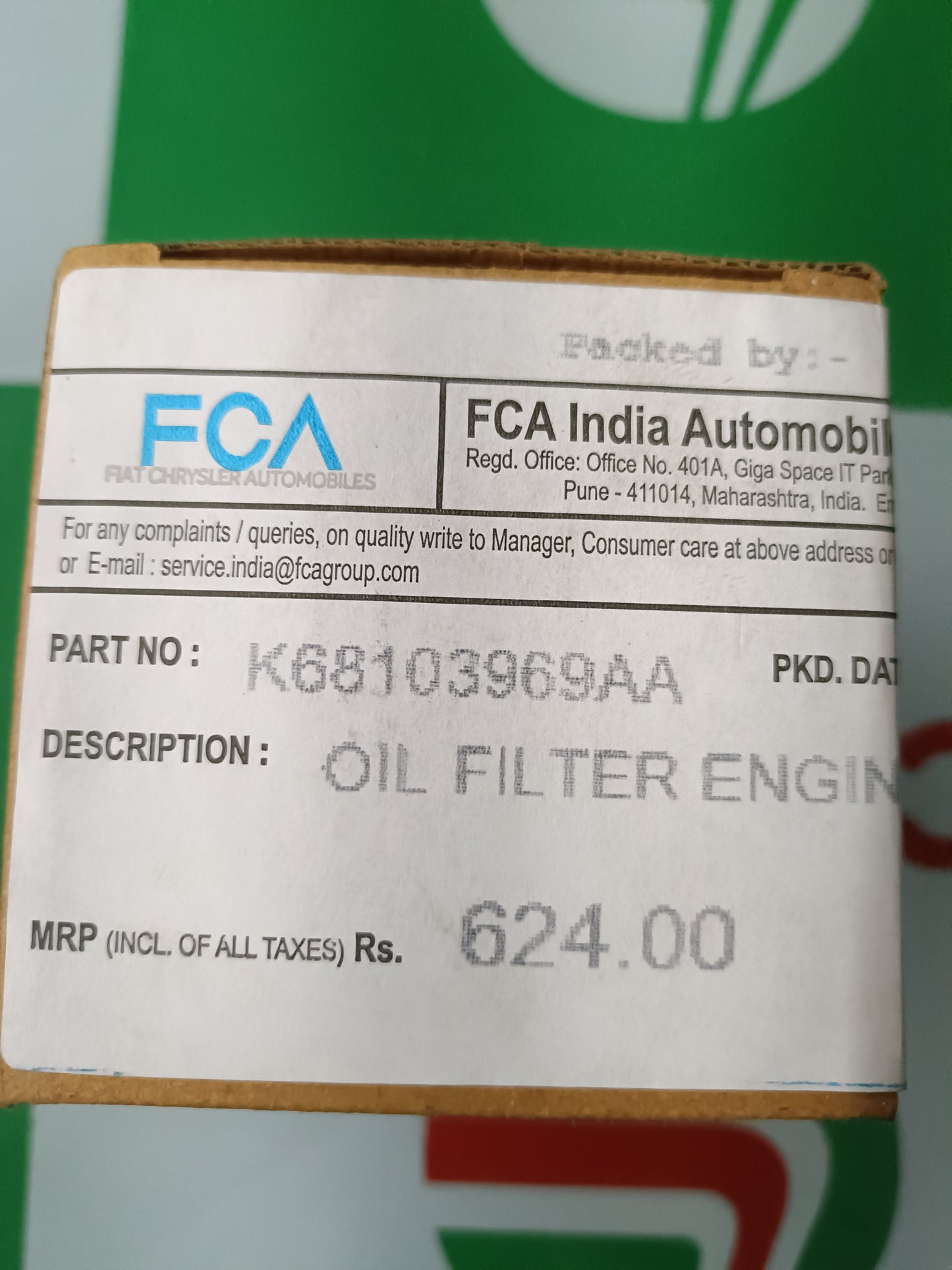 Jeep Compass, MGHEC, Tata Harrier Diesel Oil Filter - K68103969AA Jeep