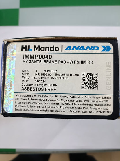 Hyundai Santa FE Rear Brake Pads - IMMP0040 Mando