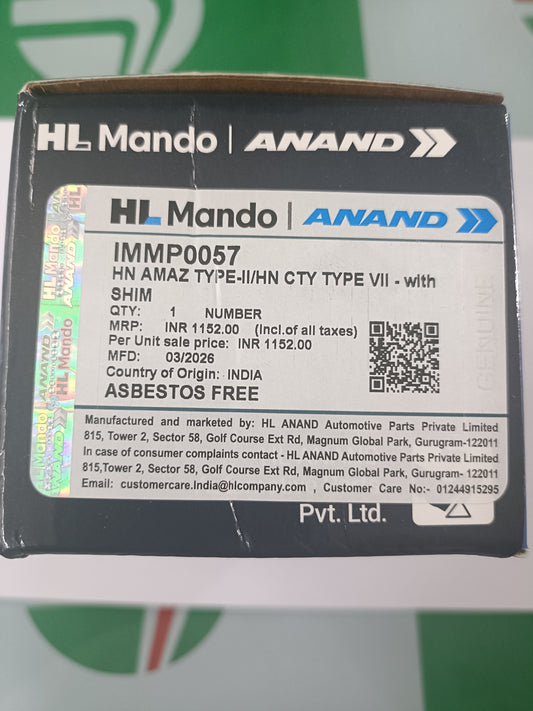 Honda Amaze T II, Front Brake Pads - IMMP0057 Mando