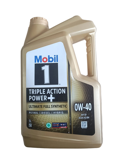 Mobil 1 Triple Action Power+ Full Synthetic 0W-40 5 Litres - Mobil