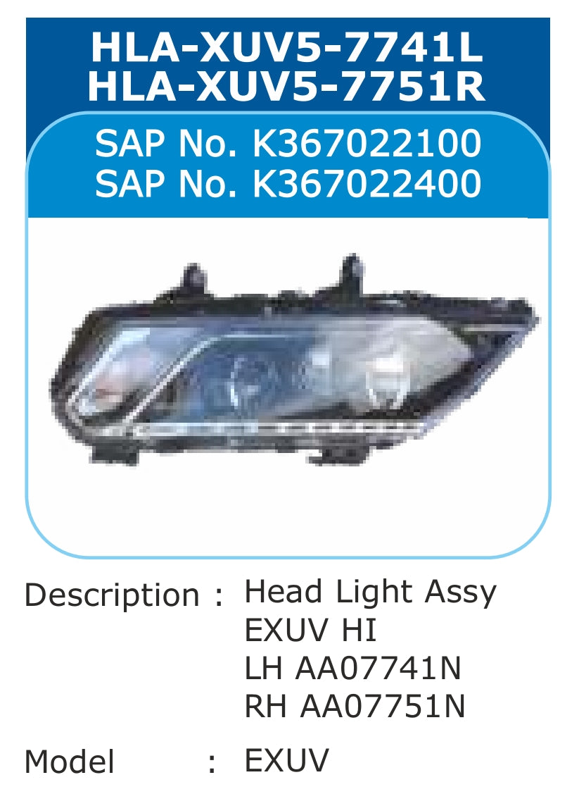 Mahindra XUV 500 Head Light Left - HLA-XUV5-7741L Varroc