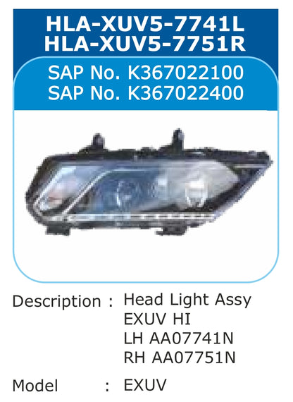 Mahindra XUV 500 Head Light Left - HLA-XUV5-7741L Varroc