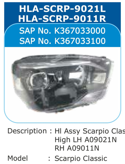 Mahindra Scorpio Head Light Left - HLA-SCRP-9021L Varroc