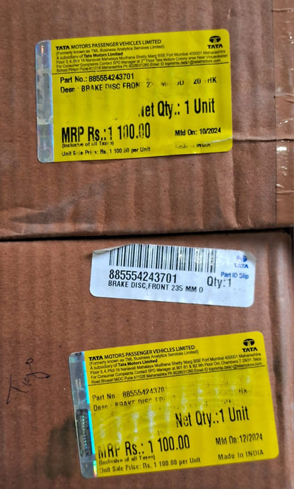Tata Tiago Front Disc Rotor Set 235 mm - 885554243701 Tata