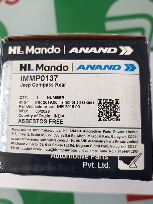 Jeep Compass Rear Brake Pads - IMMP0137 Mando