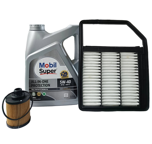 Maruti Suzuki Brezza Diesel Old Service Combo - Oil Filter+Air Filter MGP + Mobil 5W-40 Full Synthetic 3.5 Litres
