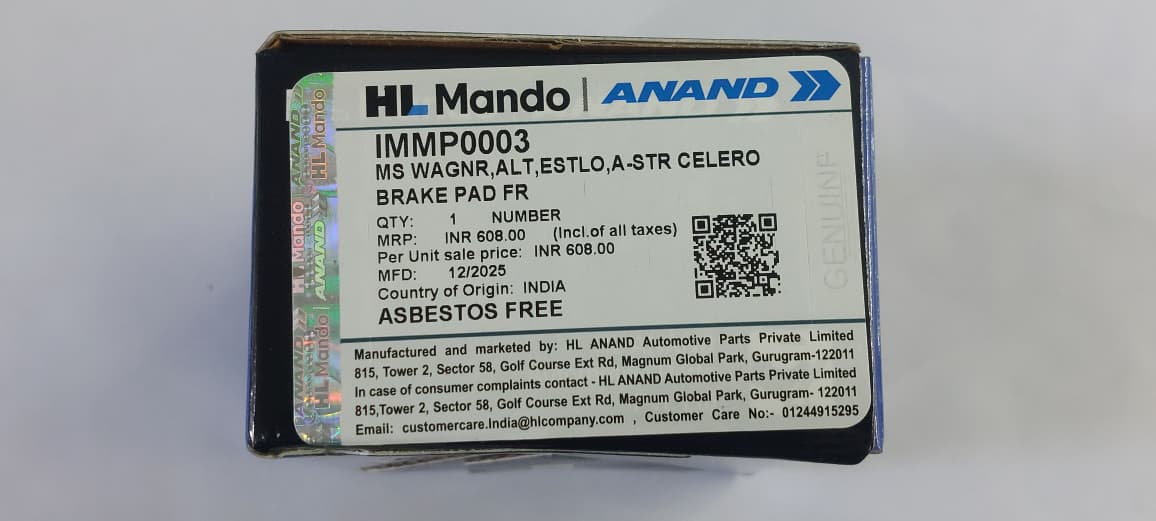 Maruti Suzuki Wagon R, Estilo, Celerio, Alto, A-Star Front Brake Pads - IMMP0003 Mando