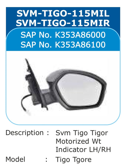 Tata Tiago Side Mirror Right - SVM-TIGO-115MIL Varroc