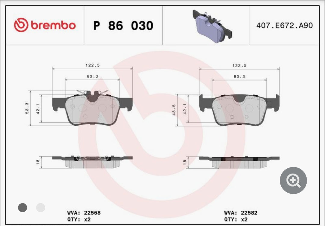 Volvo S60 III 224, S90 II 234, V90 II, XC60 II 246 Front Brake Pad Set - P86030 Brembo