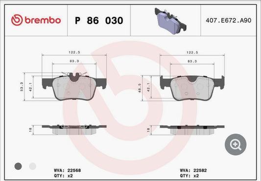 Volvo S60 III 224, S90 II 234, V90 II, XC60 II 246 Front Brake Pad Set - P86030 Brembo