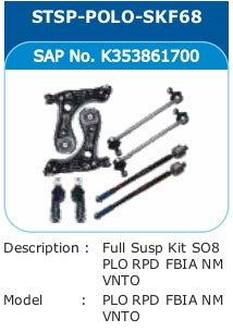 VW Polo, Vento, Ameo, Skoda Rapid, Fabia Full Suspention Kit - STSP-POLO-SKF68 Varroc